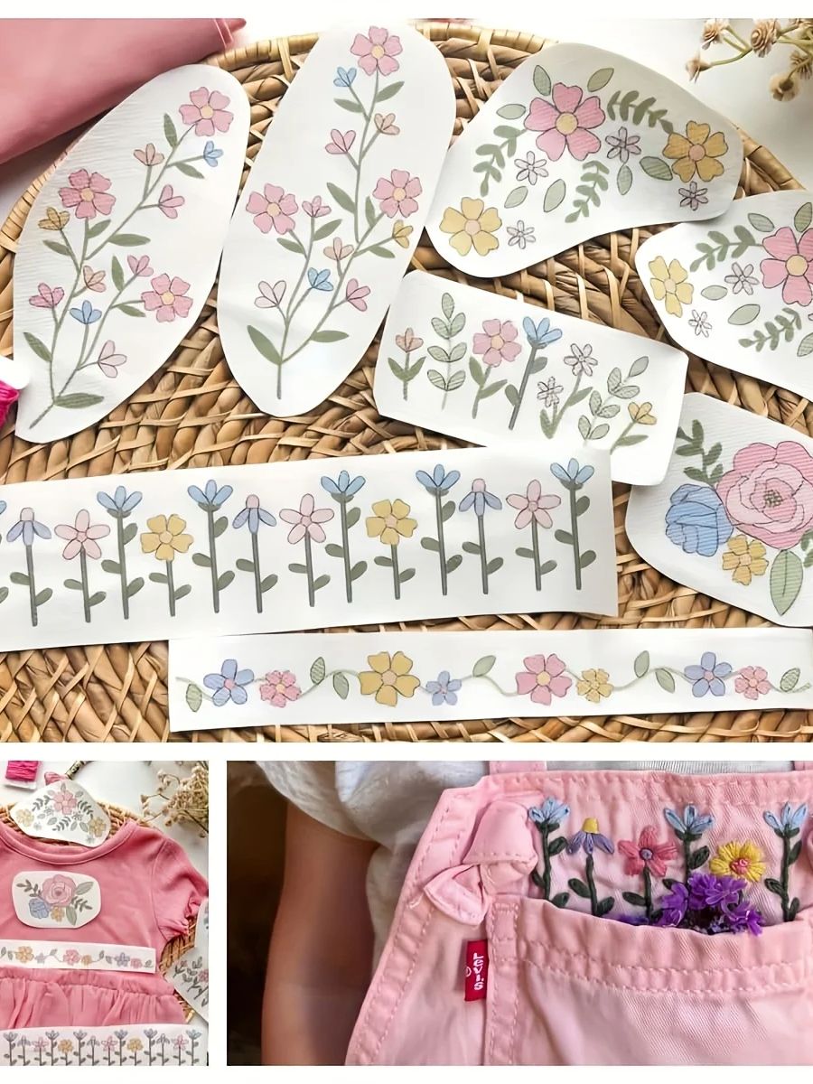 Embroidery Stabilizer Backing - 1 Set of 8pcs Colorful Graphics,