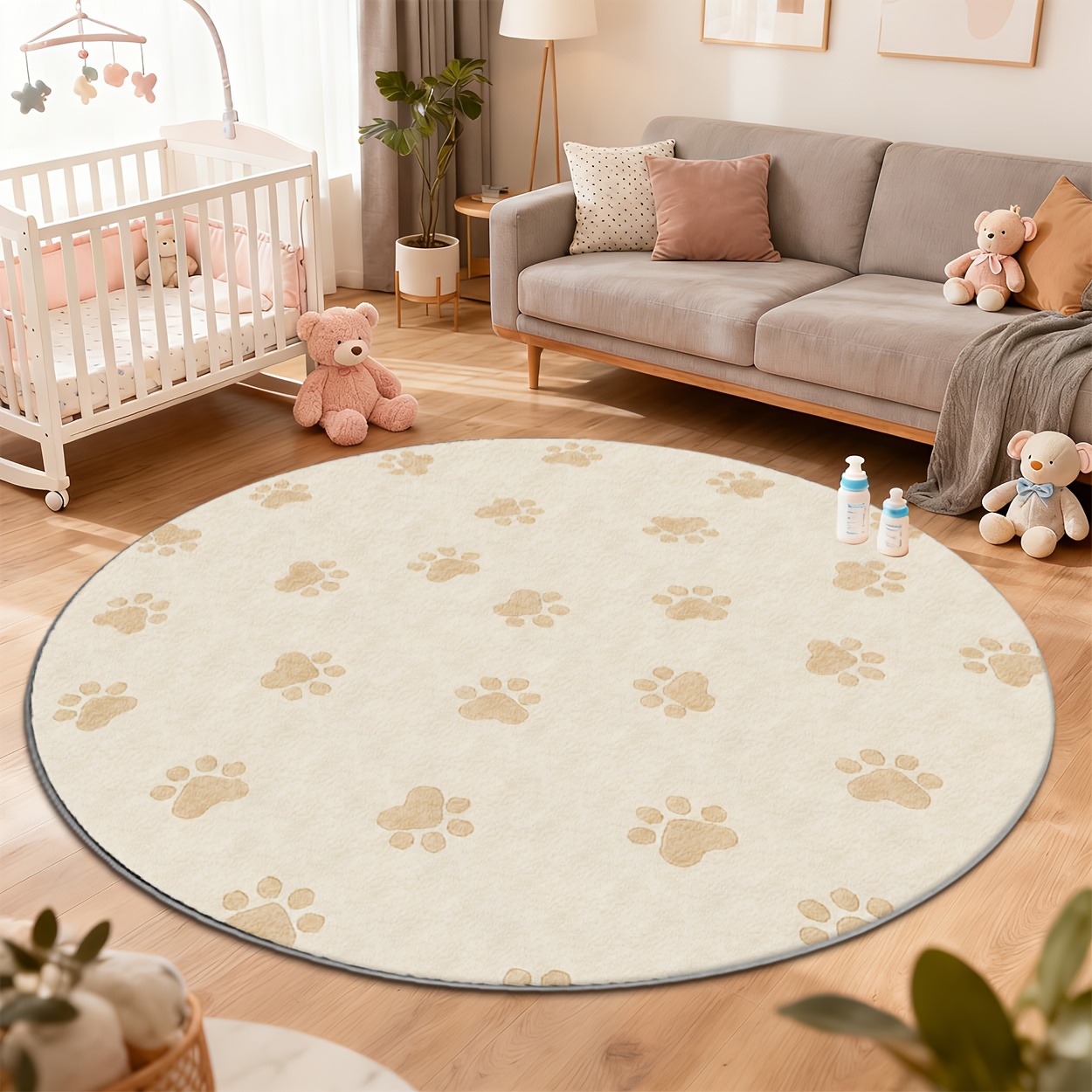 Commercial Printing Machine - Modern cute paw print round floor