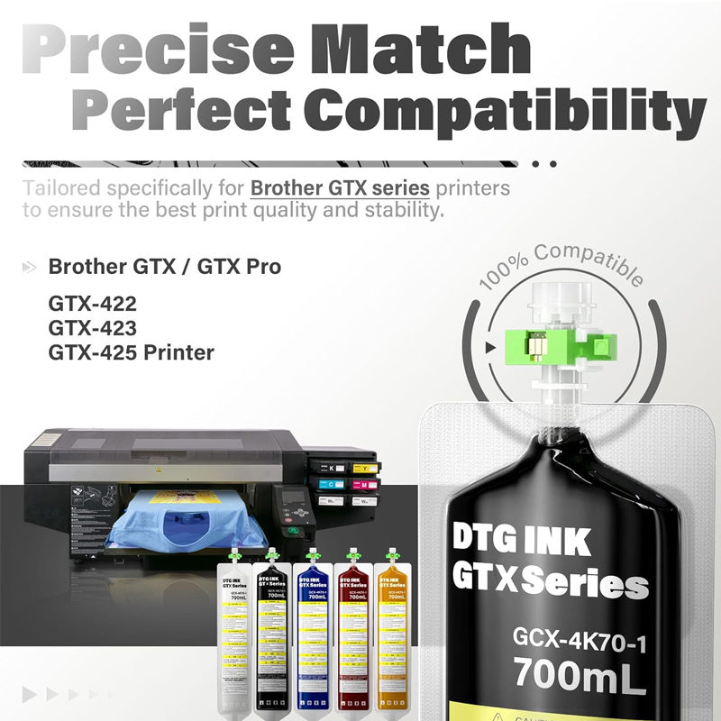 700ML DTG Textile GTX Ink Bag  - đánh giá và giá Direct To Garment Ink