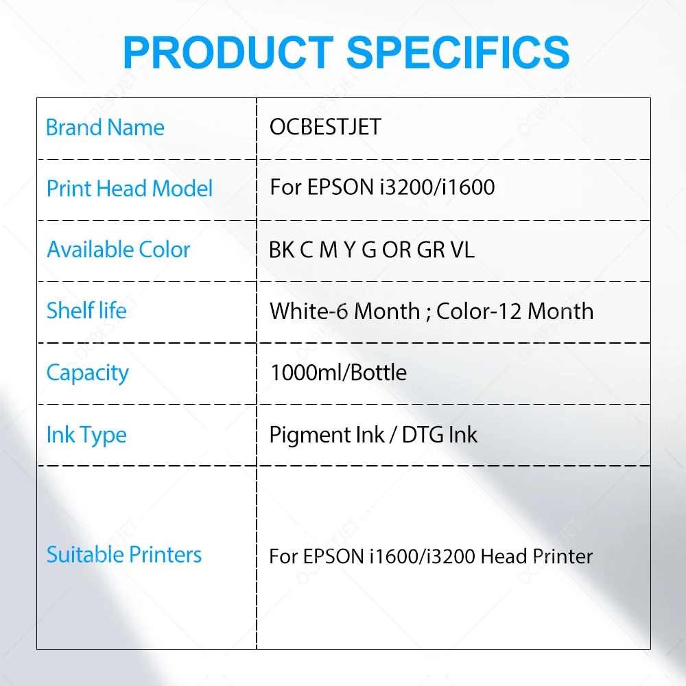 1000ML/Bottle DTG Ink Textile  - đánh giá và giá Direct To Garment Ink